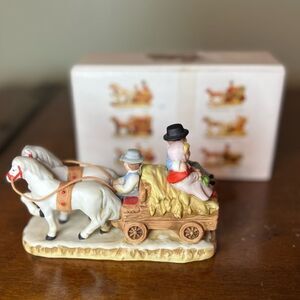 Disney Colonial Village Geo Z Lefton 1987 haywagon horse drawn carriage w/ box